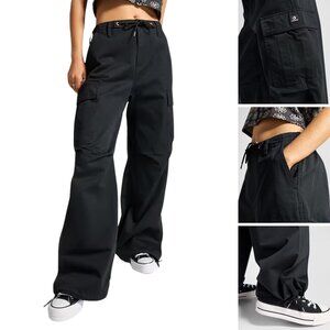 Converse Black Adjustable Drawstring Cargo Pocket High Rise Pants - Small